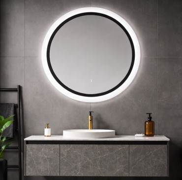 Inspiro Design Sole Smart, k�r alak� t�k�r, keretvil�g�t�ssal, sz�lcsiszolt f�m kerettel, 25W, 80x80 cm