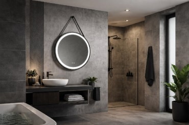 Inspiro Design Ora Smart, k�r alak� okos t�k�r, keretvil�g�t�ssal, fekete, 25W, 70x70 cm