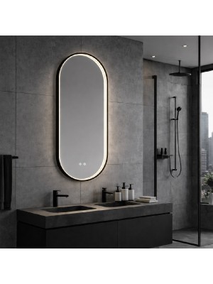 Inspiro Design, Gemma Smart, kapszula form�j� okos t�k�r, keretvil�g�t�ssal, fekete, 40x90 cm