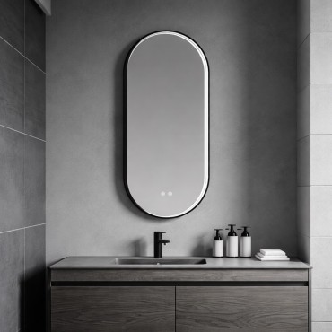 Inspiro Design Gemma Smart, kapszula form�j� okos t�k�r, keretvil�g�t�ssal, fekete, 40x90 cm