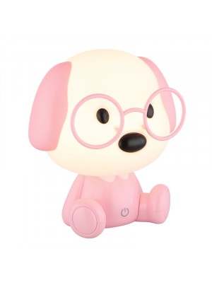 Asztali lmpa, Globo, Puppy 21761P, kutyus, rintses dimmer, USB tlts, rzsaszn - fehr