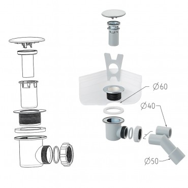 Archi Design, Aqua 60 zuhanyszifon, kr�m 060SC