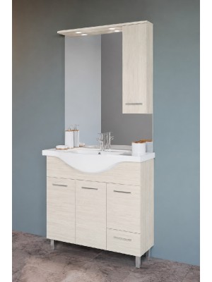 S-Due, Venere f�rd�szobab�tor 85 cm mosd�val oldalszekr�nyes t�k�rrel, jeges t�lgy, VENERE85/RI 