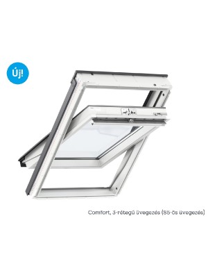 Velux, Tet�ablak GLU MK08 0085, m�anyag bevonat fa maggal, 3-r�teg� �vegez�s (85) 78x140 cm