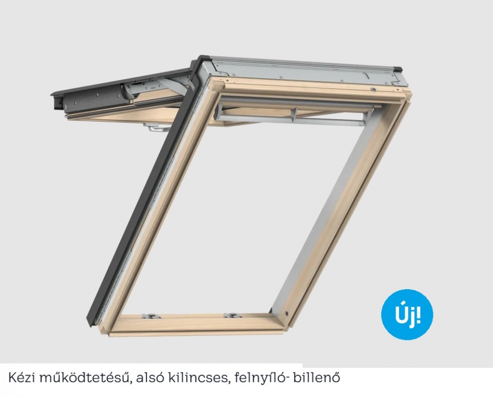 Velux, Felny�l� tet�ablak, GPL MK08 3068 3-r�teg� �veg, lakkozott fa, 78x140 cm