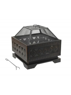 Rojaplast Square t�rak�hely, szikrafog�val �s grillr�ccsal, 58 cm �tm., patin�s