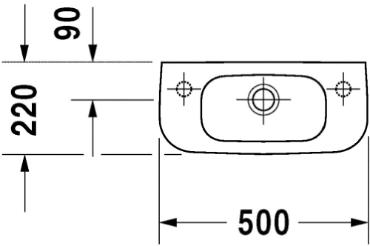 Duravit, D-Code kzmos, balos csaplyuk, 50*22 cm, 07065000092