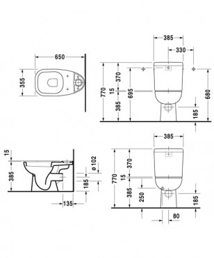 Duravit, D-Code ll WC, mlybts, hts kifolys, 21110900002