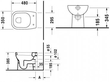 Duravit, D-Code ll WC, skblts, hts kifolys, 21090900002