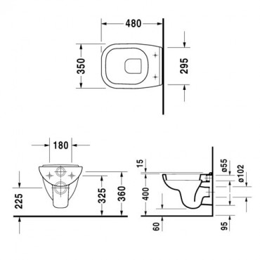 Duravit, D-Code Compact Fali WC, mlyblts, 22110900002