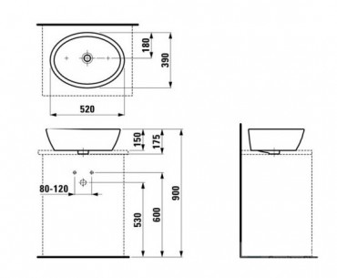 Laufen, PRO A mosdtl, 52*39 cm, H8129640001091