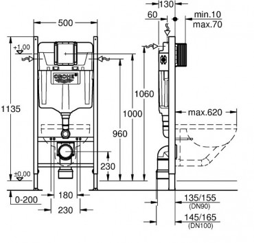 Grohe, Rapid SL szerelelem tartllyal fali WC-hez, 38840000