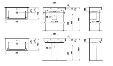 Mosd�, Laufen, Pro S H8139650001041, r��p�thet�, 1 csaplyukkal, 85 cm