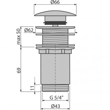 Alcaplast, A395, click-clack mosd leereszt 5/4