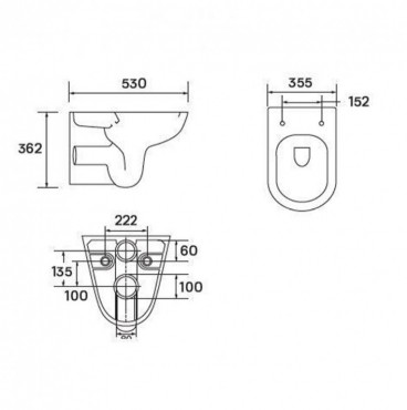 WC, Wellis, Bella WF00037, fali, rimless (perem nlkli), mlyblts