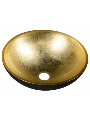 Sapho, Murano Black-Gold üvegmosdó, átm:40x14cm, arany/fekete