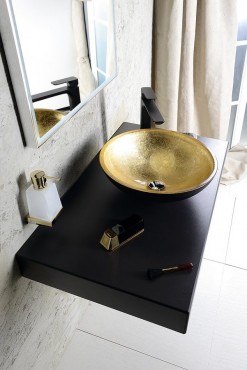 Mosd, Sapho, Murano Black-Gold AL5318-77, veg, csaplyuk nlkl, arany - fekete