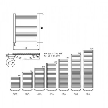 Radeco, ADAMO AD/L �ves cs�radi�tor 550x1440, AD6-500/L