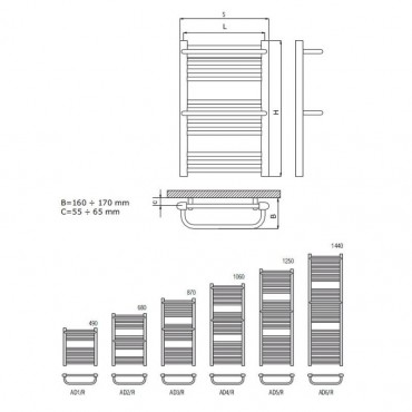 Radeco, ROSA AD/R cs�radi�tor  550X1250, AD5-500/R