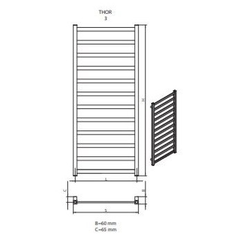 Radeco, Thor 3 Trlkzszrt raditor Merkury 8 matt fekete 530X1225 mm 300W