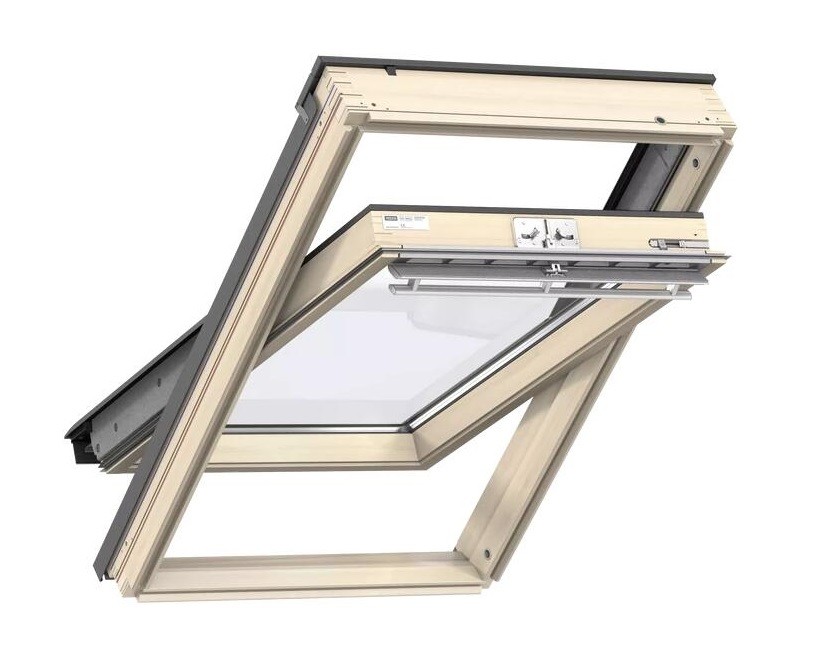 Velux, Tet�t�ri ablak, GLL MK04 1061, 3-r�teg� �vegez�s, lakkozott fa, 78x98 cm