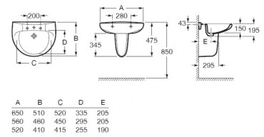 Mosd�, Roca, Victoria A325393000, falra szerelhet�, feh�r, 56 cm