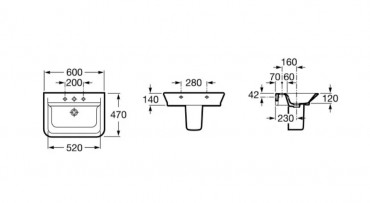 Mosd�, Roca, The Gap A327474000, falra szerelhet�, feh�r, 60 cm