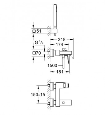 Grohe Eurocube Kdcsaptelep egykaros, krm 23141000
