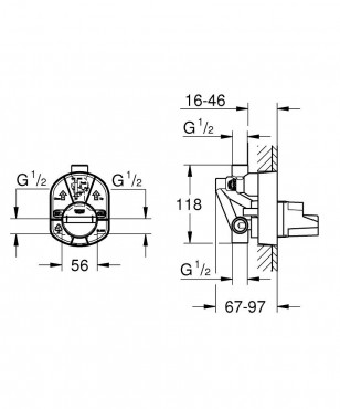 Alaptest, Grohe 33963000, egykaros, univerzlis, falba pthet test, 2 fogyaszts