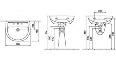 Mosd�, Alf�ldi B�zis 4191 01 01, falra szerelhet�, csaplyuk n�lk�l, 60 cm 