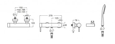 Roca Lanta Kever�csaptelep k�dhoz �s zuhanyhoz k�zizuhannyal, g�gecs�vel �s zuhanytart�val