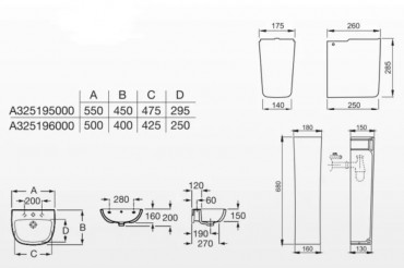 Mosd�, Roca, Adele A325196000, k�zmos�, csaplyukkal, feh�r, 50 cm