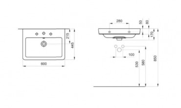 Roca Washbasin Caserta 60 cm.