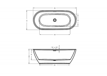 Riho Inspire trben ll kd, szifonnal 180x80 cm, fnyes fehr, B085001005