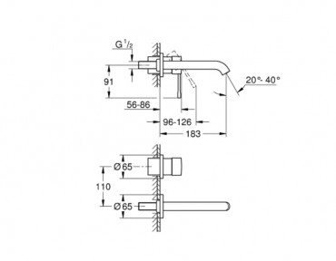 Grohe Essence, k�tlyukas fali mosd�, M-m�ret, hard graphite,  19408A01