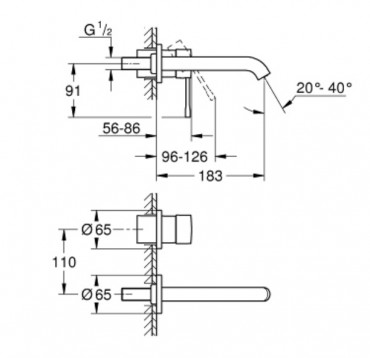 Grohe Essence New Mosdcsaptelep egykaros, fali, M-size, warm sunset, 19408DA1