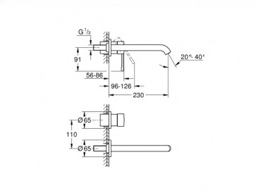 Grohe, Essence, k�tlyukas fali mosd�, L-es m�ret, hard graphite, 19967A01
