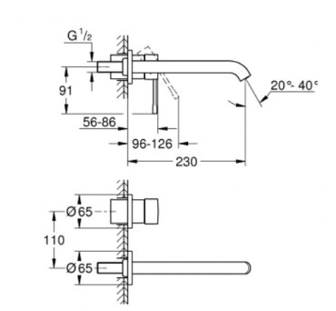 Grohe, Essence, k�tlyukas fali mosd�, L-es m�ret, warm sunset, 19967DA1