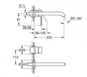 Grohe, Essence, k�tlyukas fali mosd�, L-es m�ret, brushed warm sunset 19967DL1