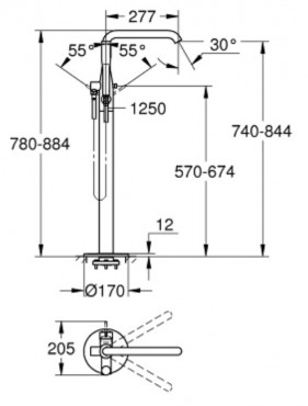 Grohe Essence Kdcsaptelep egykaros, szabadonll kdhoz, hard graphite, 23491A01