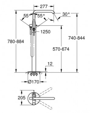 Grohe Essence szabadon�ll� k�dt�lt�, t�rben �ll� k�dhoz, brushed hard graphite, 23491AL1