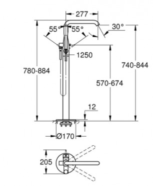 Grohe Essence szabadon�ll� k�dt�lt�, t�rben �ll� k�dhoz, brushed warm sunset, 23491DL1