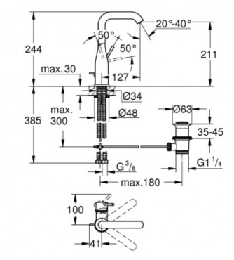 Grohe Essence egykaros mosd�, L-es m�ret, warm sunset, 32628DA1