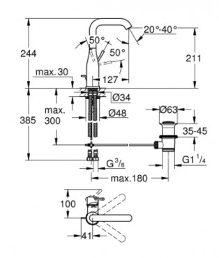 Grohe Essence New Mosdcsaptelep egykaros, L-size, click, brushed warm sunset, 32628DL1
