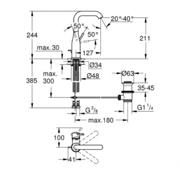 Grohe Essence egykaros mosd�, L-es m�ret, brushed cool sunrise, 32628GN1