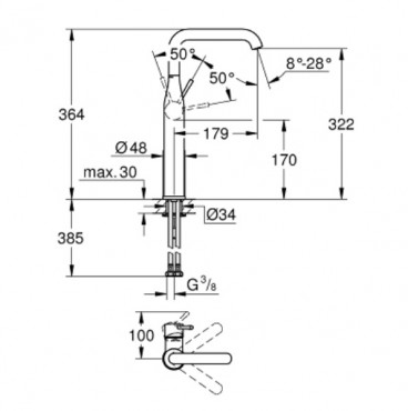 Grohe Essence New Mosdcsaptelep egykaros, XL-size, lereszt nlkl, brushed warm sunset, 32901DL1