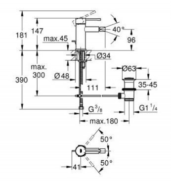 Grohe Essence New Bidcsaptelep egykaros, hard graphite, 32935A01