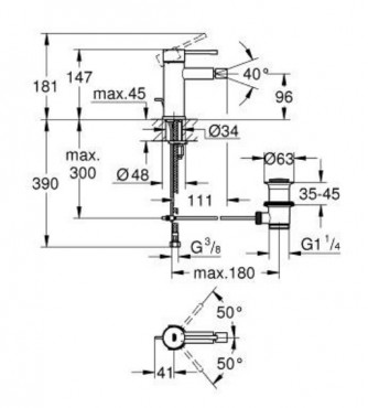 Grohe Essence New Bidcsaptelep egykaros, automata lefolyval, cool sunrise, 32935GL1