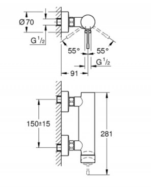 Grohe Essence New Zuhanycsaptelep hard graphite, 33636AL1