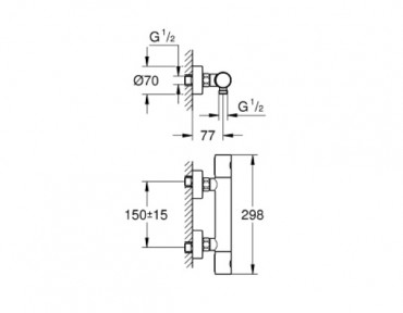 Grohe Grohtherm 1000 Cosmopolitan M Zuhanycsaptelep termoszttos, brushed cool sunrise, 34065GN2